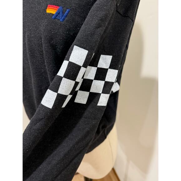 Aviator Nation Sweatshirt Womens S Black Crewneck Black Checkered Racing - Picture 5 of 8